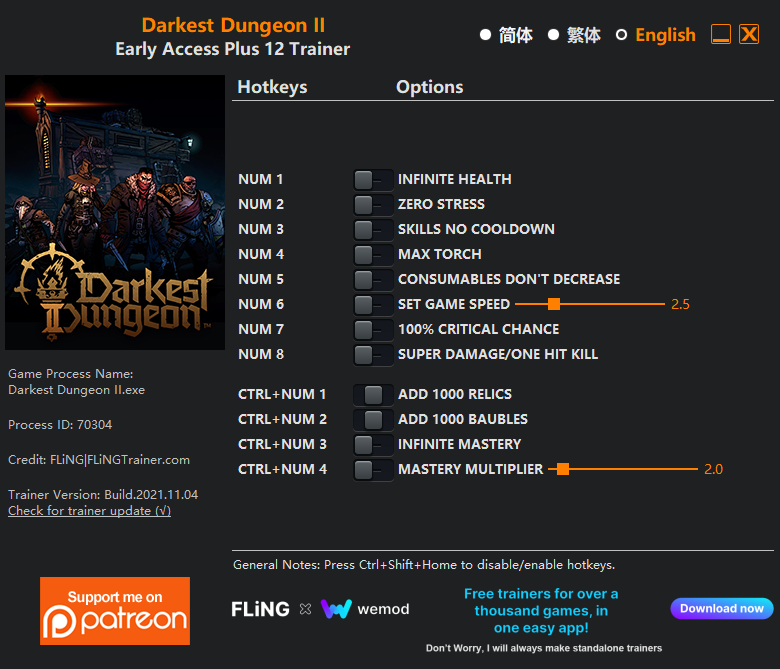 Darkest Dungeon II Trainer +12