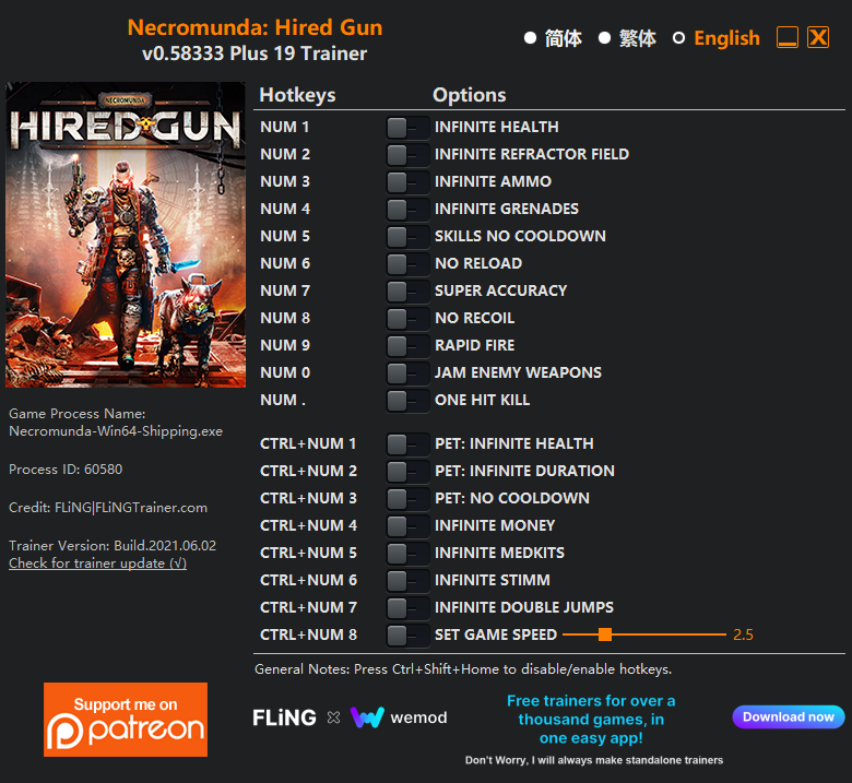 Necromunda: Hired Gun v0.58333 Trainer +19