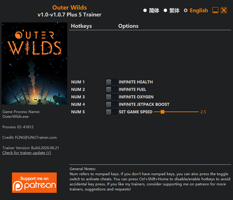 Outer Wilds v1.0.7 Trainer +5