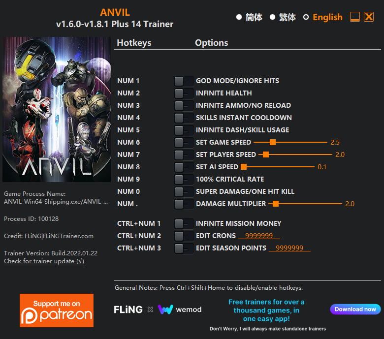 ANVIL v1.8.1u Trainer +14