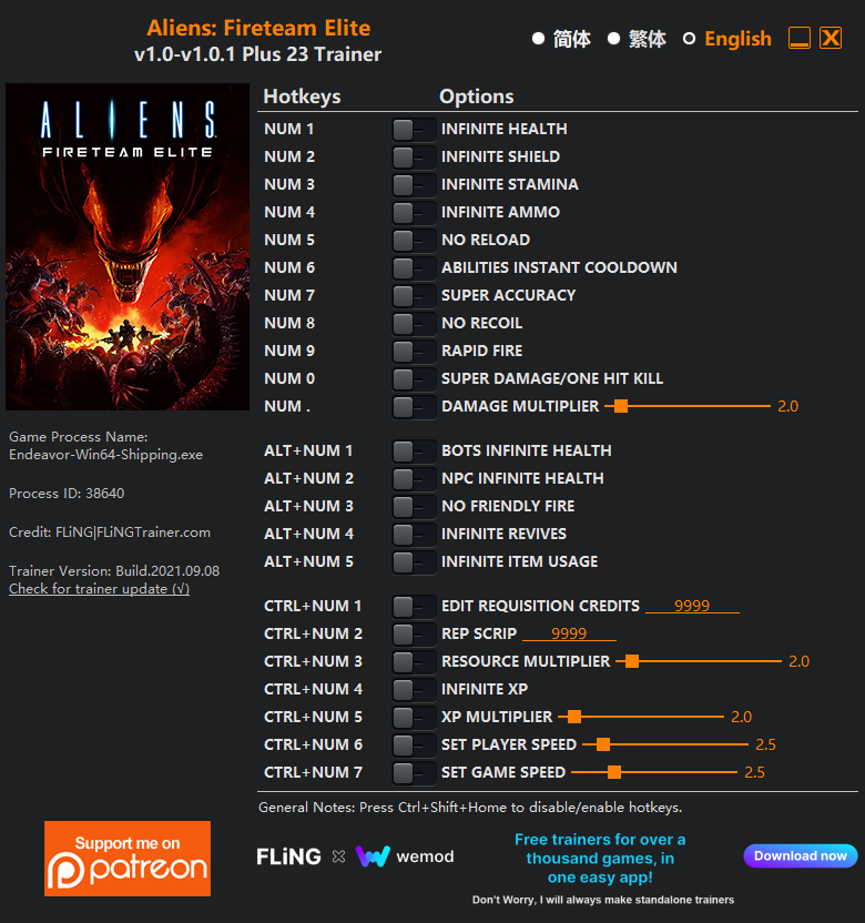 Aliens: Fireteam Elite v1.0.1 Trainer +23