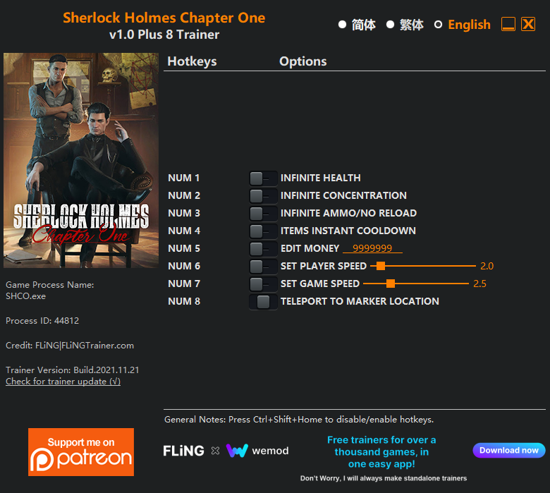 Sherlock Holmes: Chapter One Trainer +8