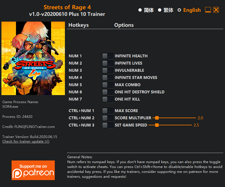 Streets of Rage 4 v2020.06.10 Trainer +10