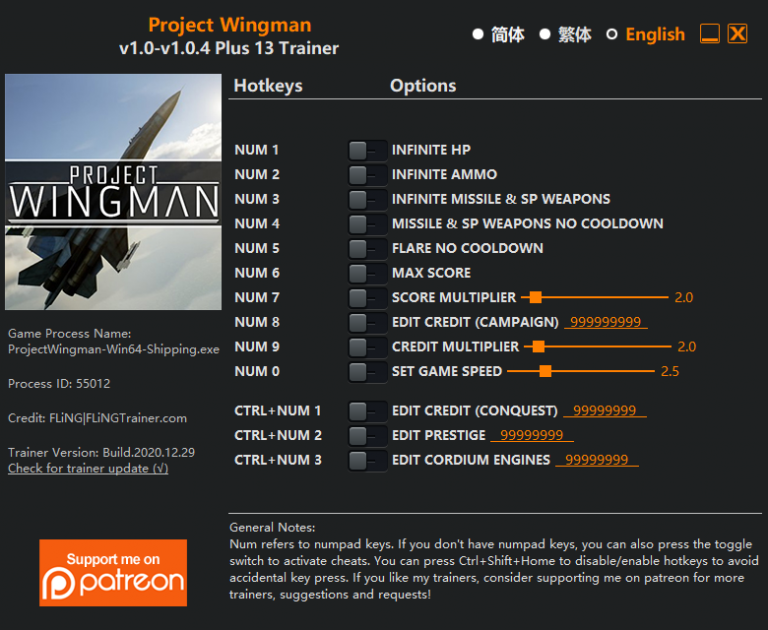 Project Wingman v1.0.4 Trainer +13