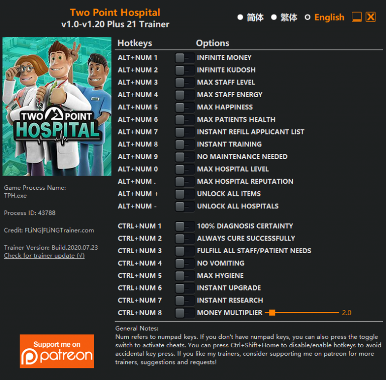 Two Point Hospital v1.20 Trainer +21