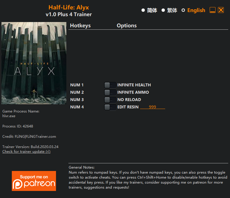 Half-Life: Alyx Trainer +4
