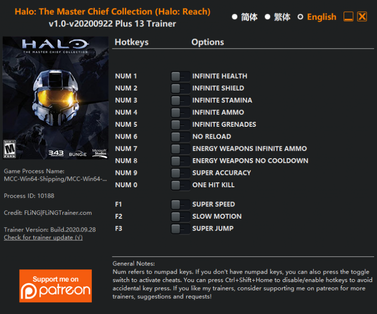 Halo: The Master Chief Collection (Halo: Reach) Trainer +13