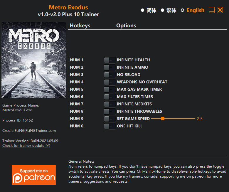 Metro Exodus v2.0 Trainer +10