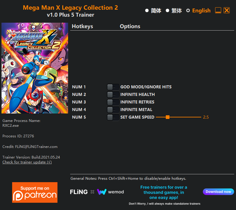 Mega Man X Legacy Collection 2 Trainer +5