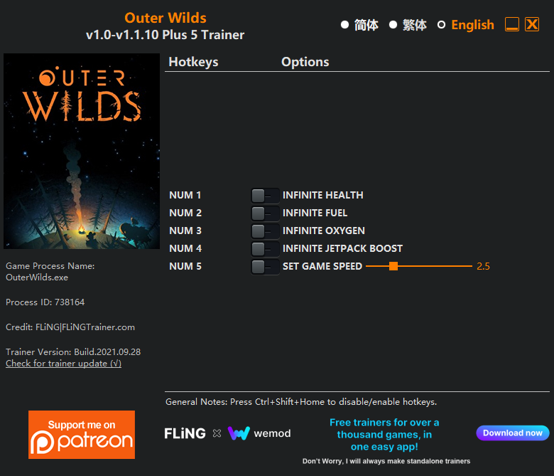 Outer Wilds v1.1.10 Trainer +5