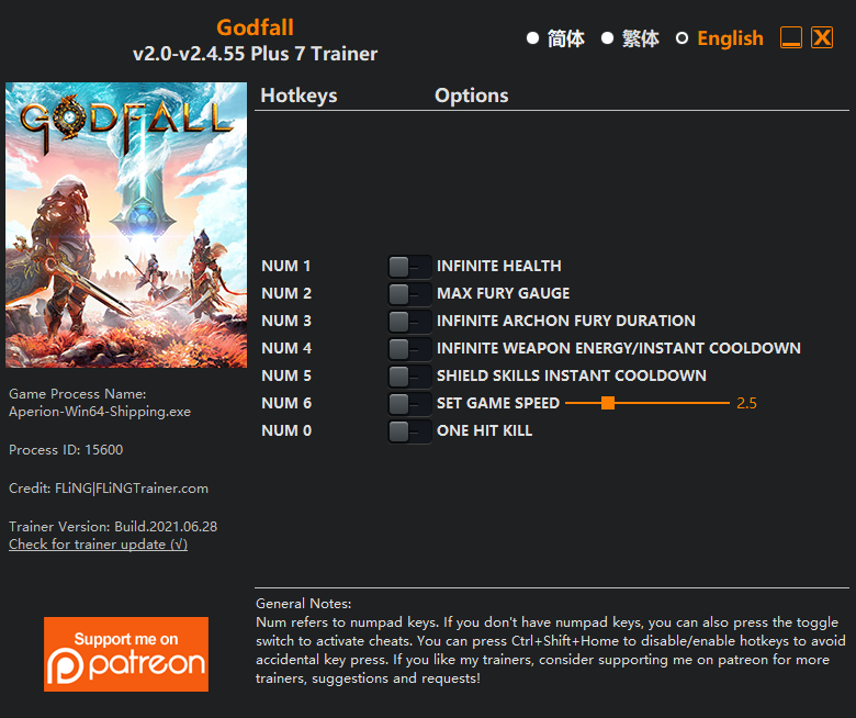 Godfall v2.4.55 Trainer +7