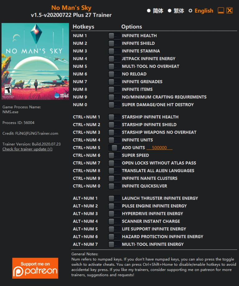 No Man's Sky v1.5 Trainer +27