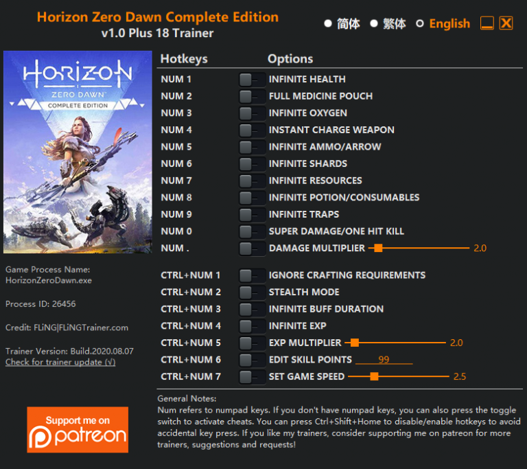 Horizon: Zero Dawn - Complete Edition Trainer +18