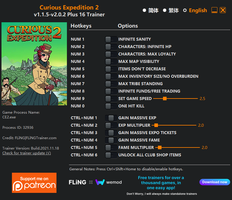 Curious Expedition 2 v2.0.2 Trainer +16