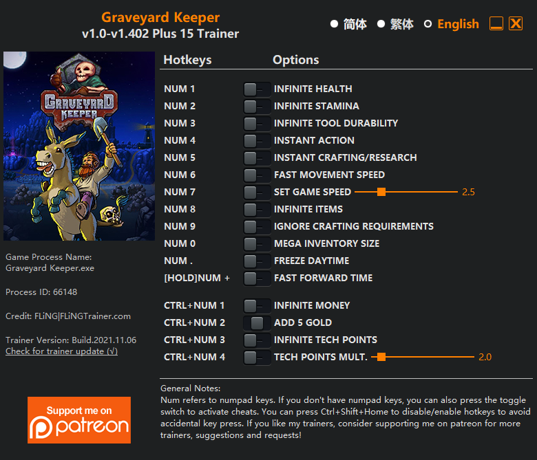 Graveyard Keeper v1.402 Trainer +15