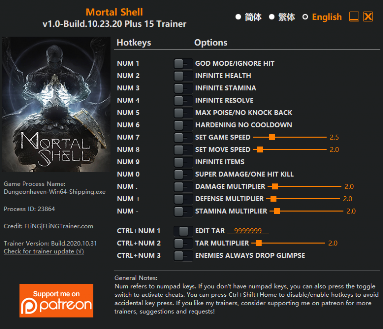 Mortal Shell v1.0 Build 10.23.20 Trainer +15