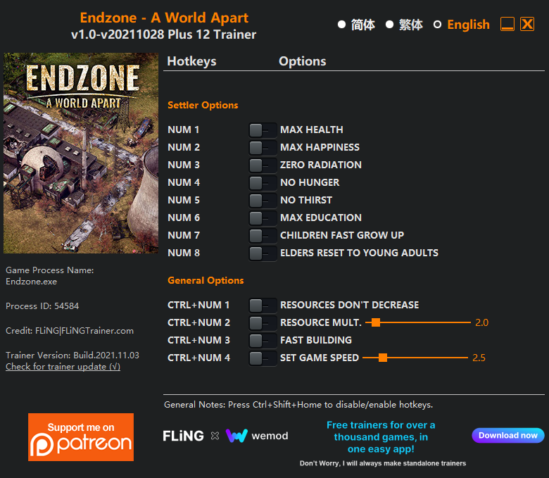 Endzone: A World Apart v2021.10.28 Trainer +12