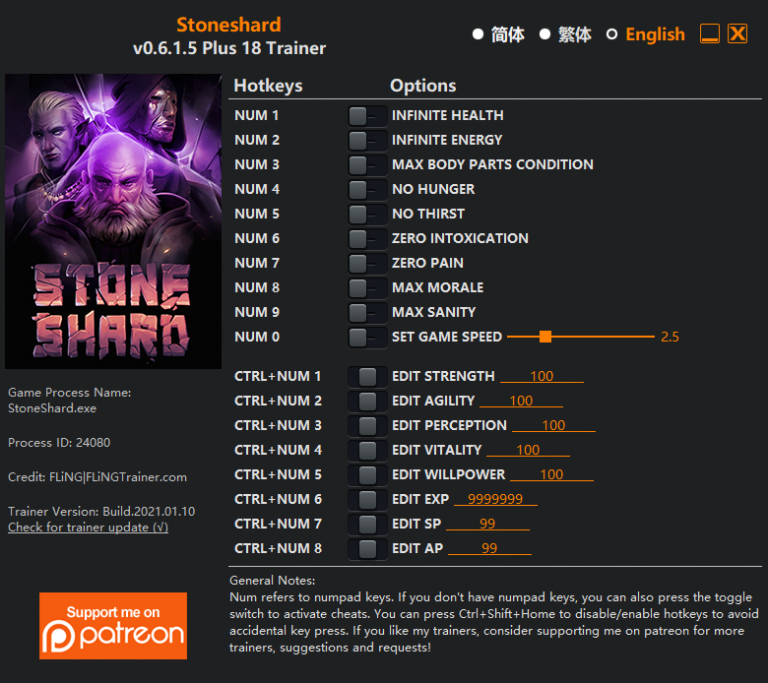 Stoneshard v0.6.1.5 Trainer +18