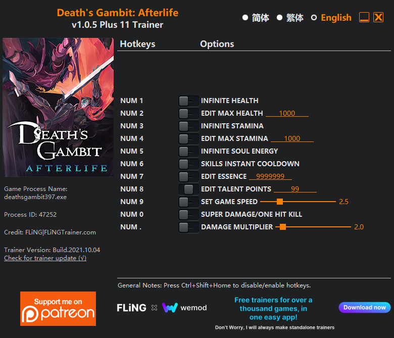 Death's Gambit: Afterlife v1.05 Trainer +11