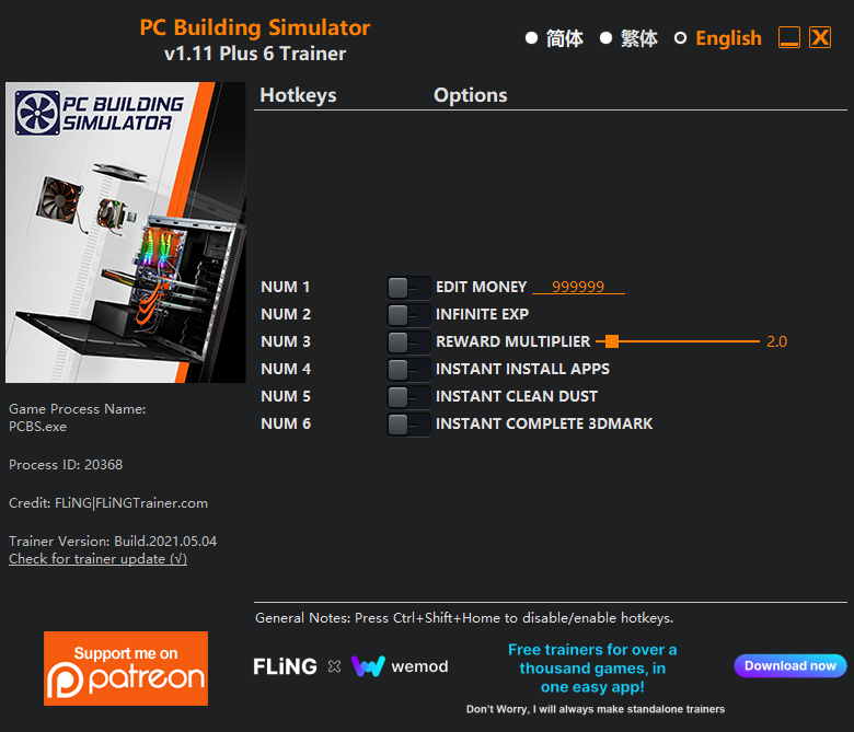 PC Building Simulator v1.11 Trainer +6