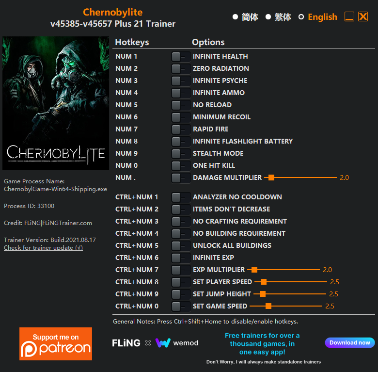 Chernobylite v45657 Trainer +21