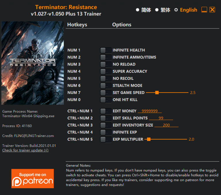 Terminator: Resistance v1.050 Trainer +13