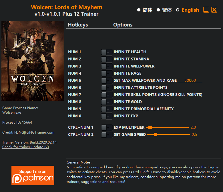 Wolcen: Lords of Mayhem v1.0.1 Trainer +12