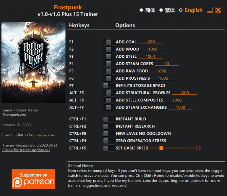 Frostpunk v1.6 Trainer +15