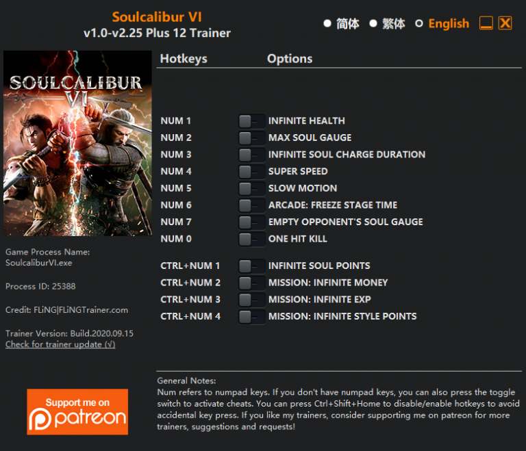 SoulCalibur VI v2.25 Trainer +12