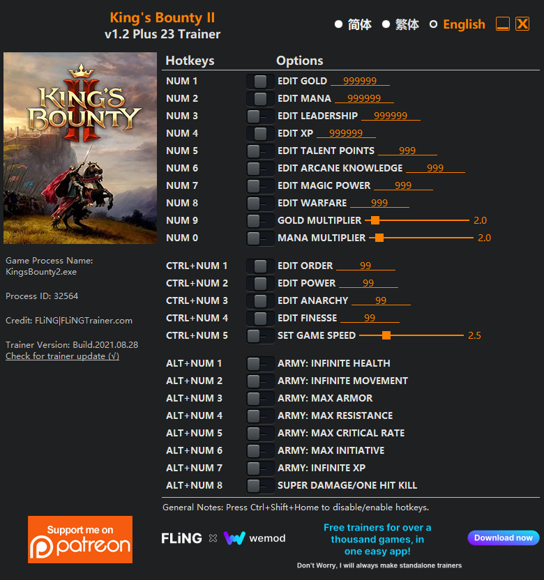 King's Bounty II v1.2 Trainer +23