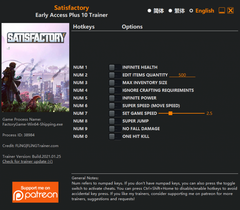 Satisfactory v2021.01.25 Trainer +10