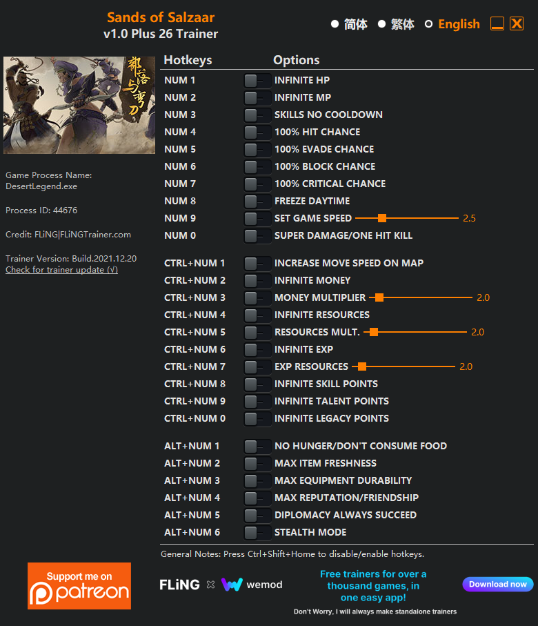 Sands of Salzaar Trainer +26