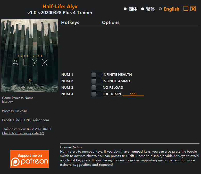 Half-Life: Alyx v28.03.2020 Trainer +4