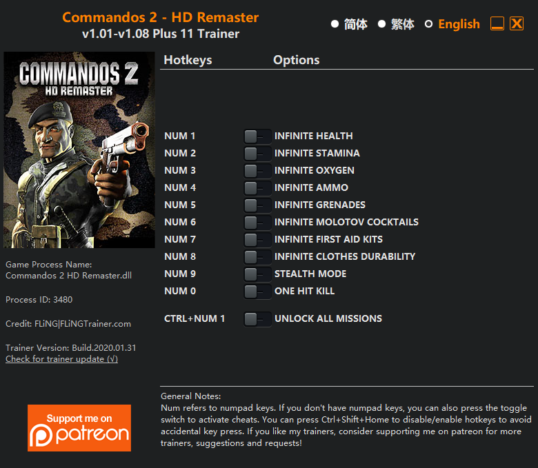 Commandos 2: HD Remaster v1.08 Trainer +11