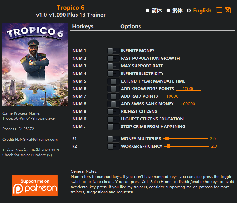 Tropico 6 v1.090 Trainer + 13