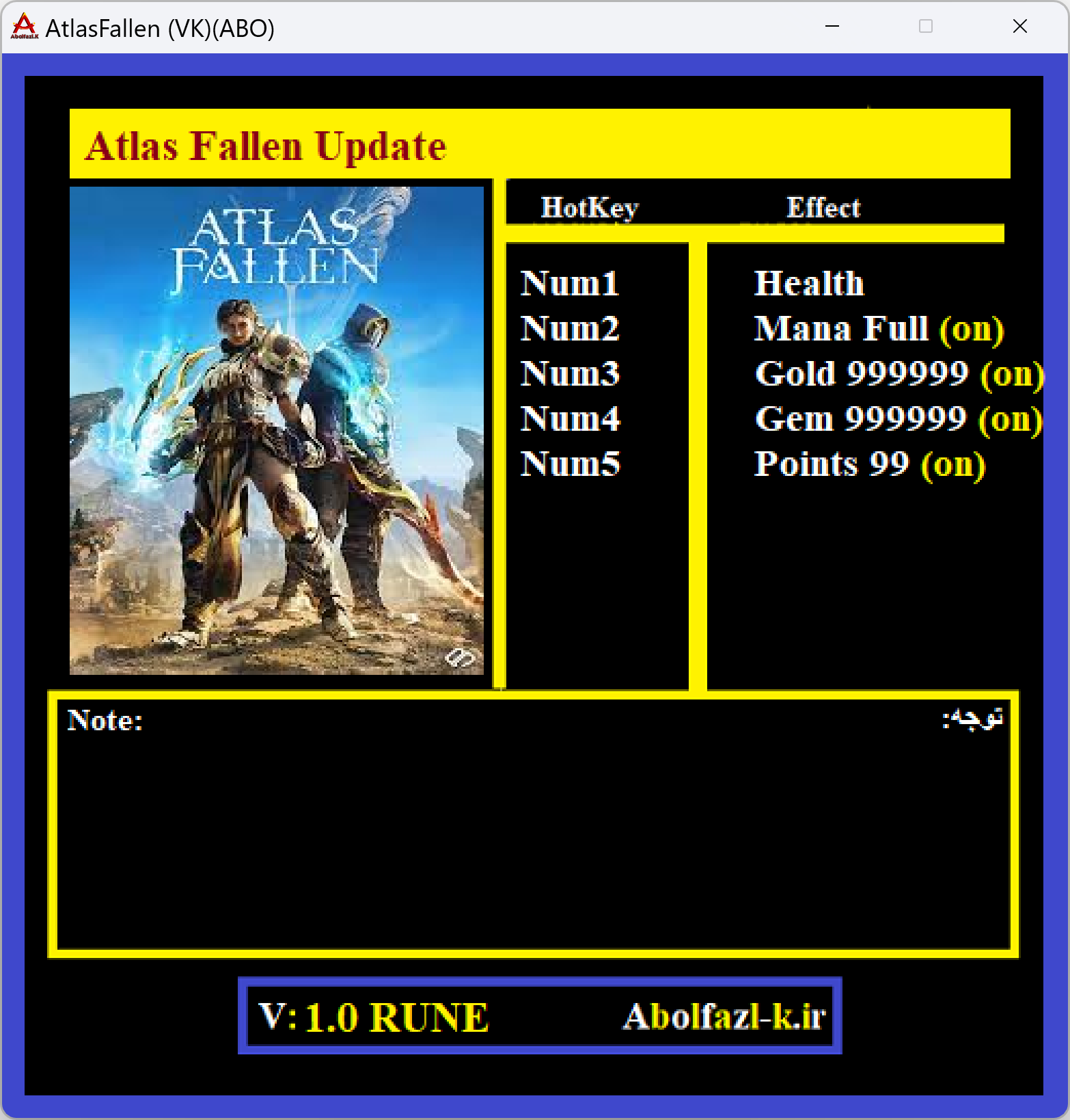 Atlas Fallen Trainer +5