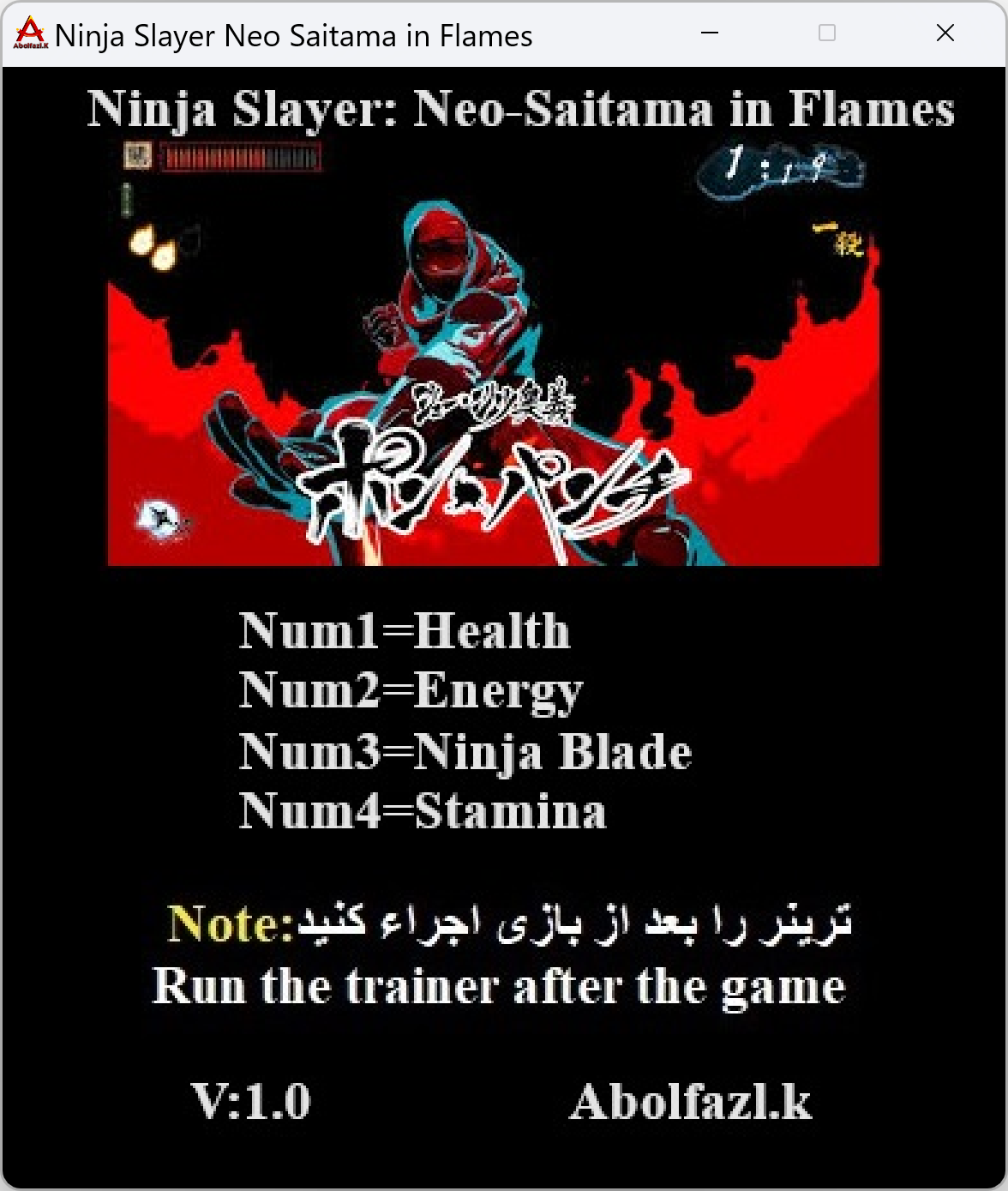 NINJA SLAYER NEO-SAITAMA IN FLAMES Trainer +4