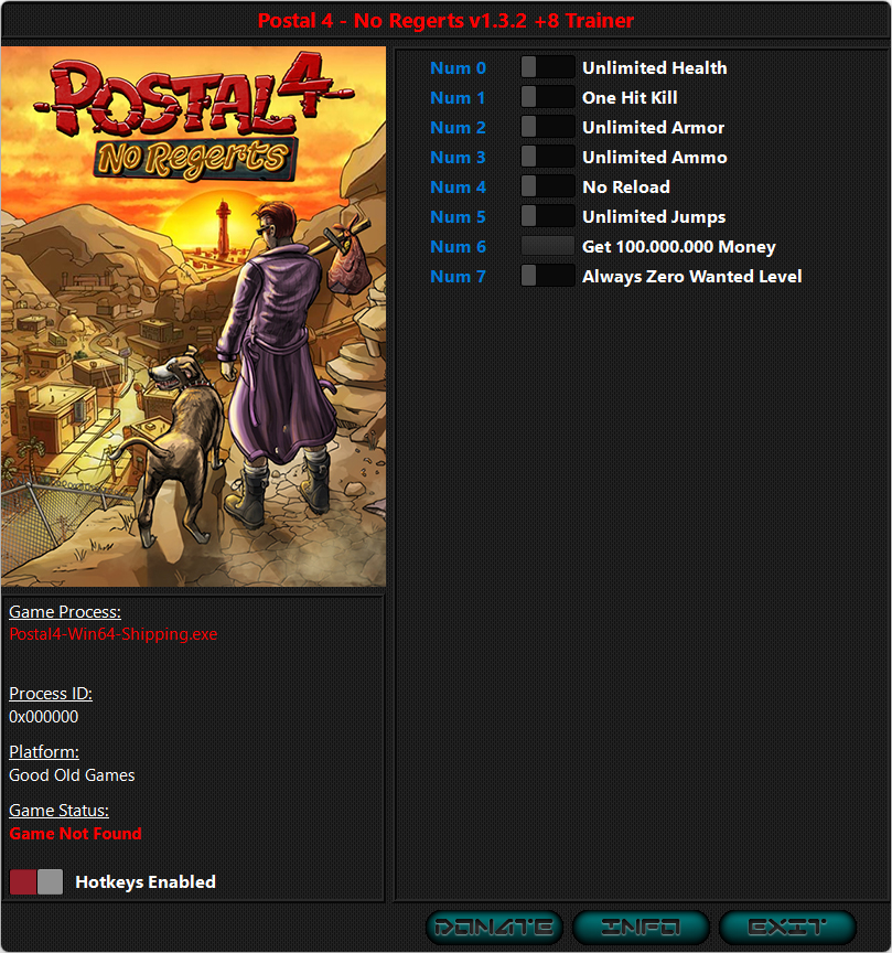 POSTAL 4: No Regerts v1.3.2 Trainer +8