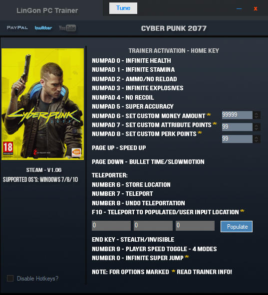 Cyberpunk 2077 v1.06 Trainer +17