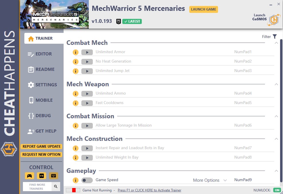 MechWarrior 5: Mercenaries v1.0.193 Trainer