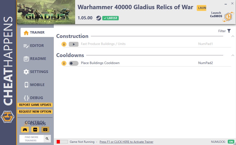 Warhammer 40K: Gladius Relics of War v1.05.00 Trainer