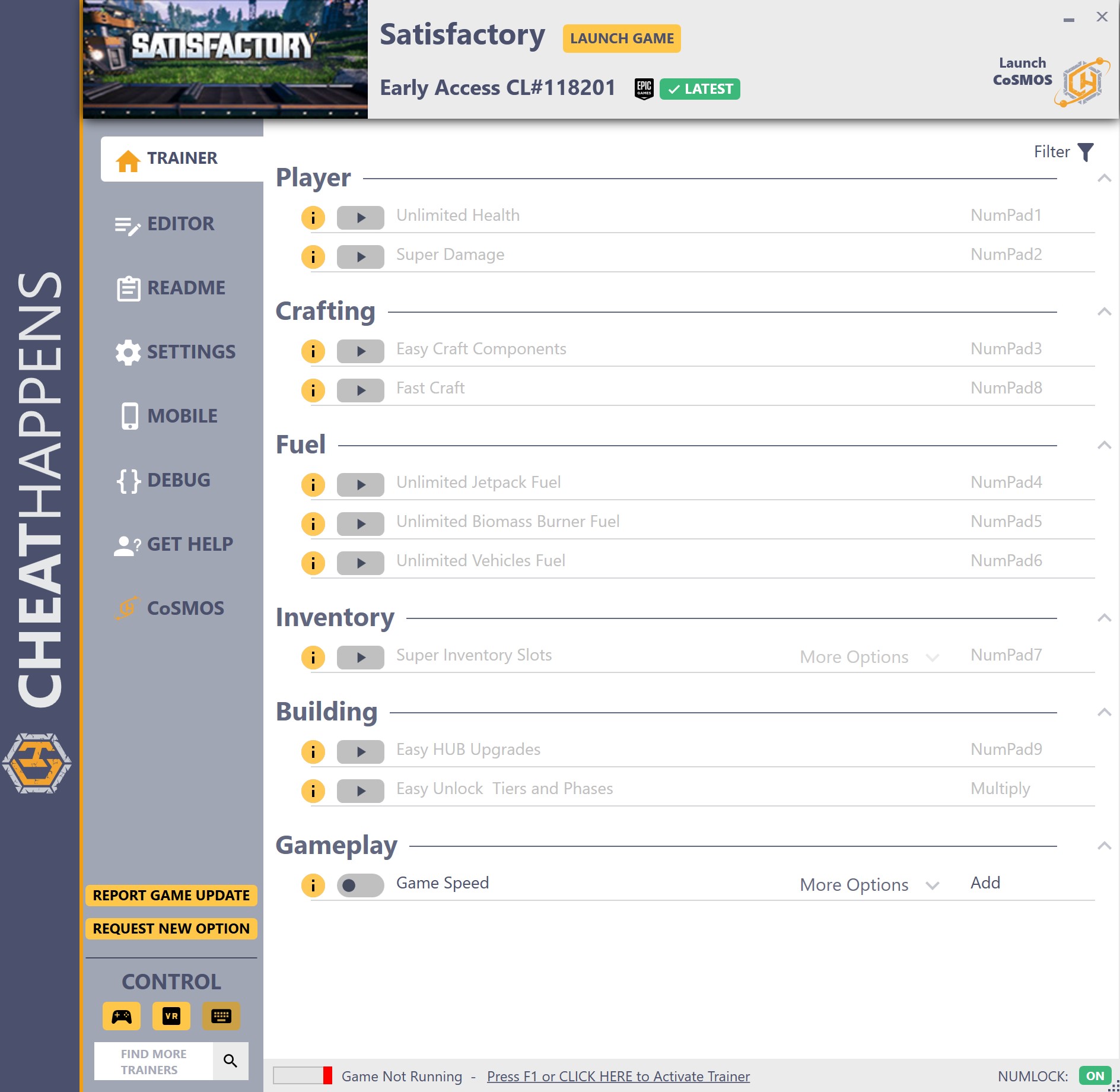 Satisfactory vCL#118201 Trainer