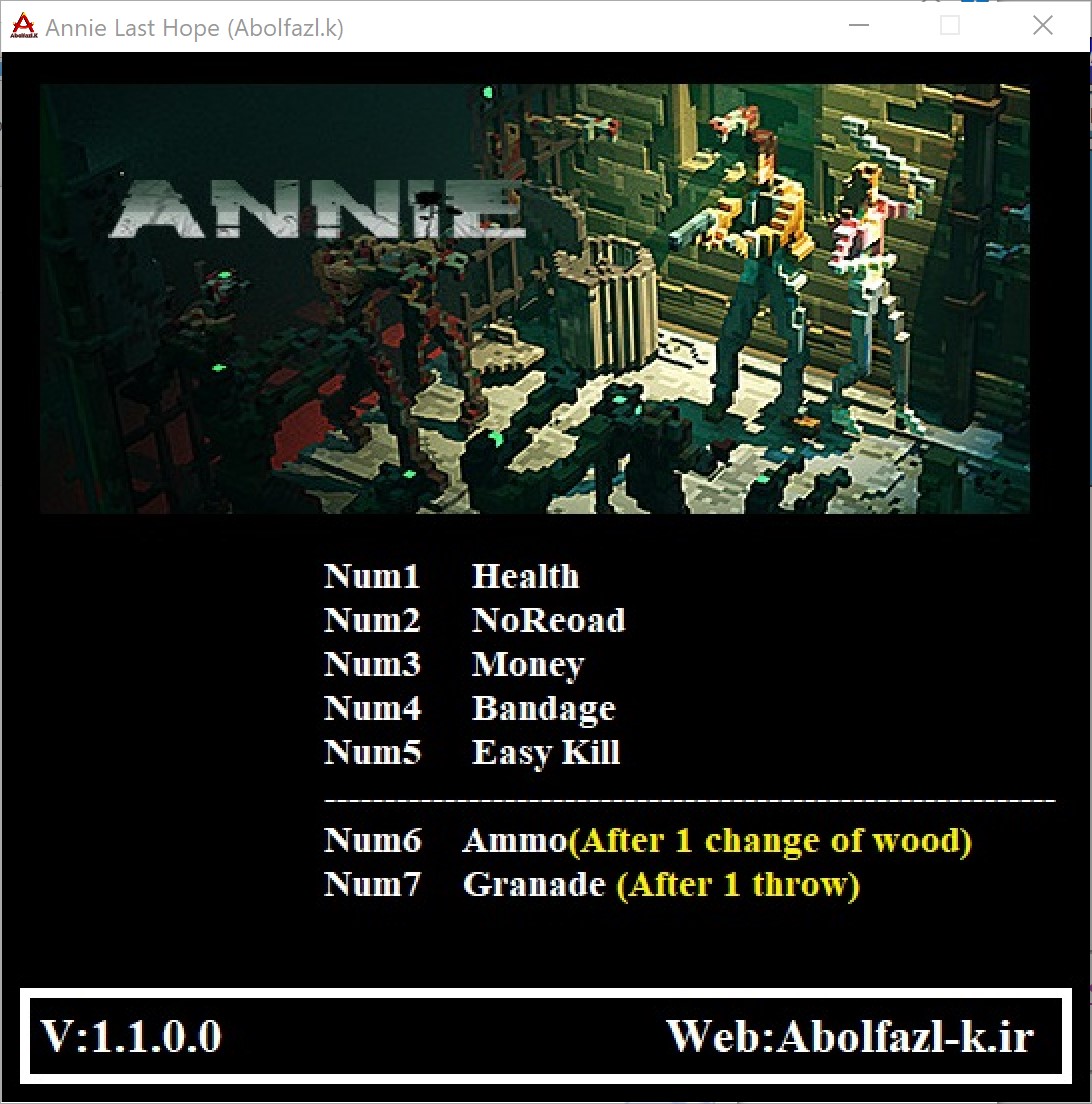 ANNIE: Last Hope v1.1.0.0 Trainer +7