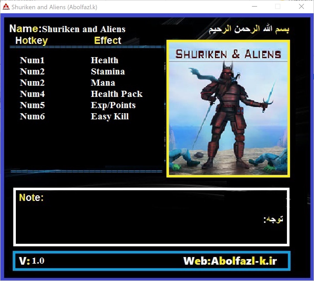 Shuriken and Aliens Trainer +6