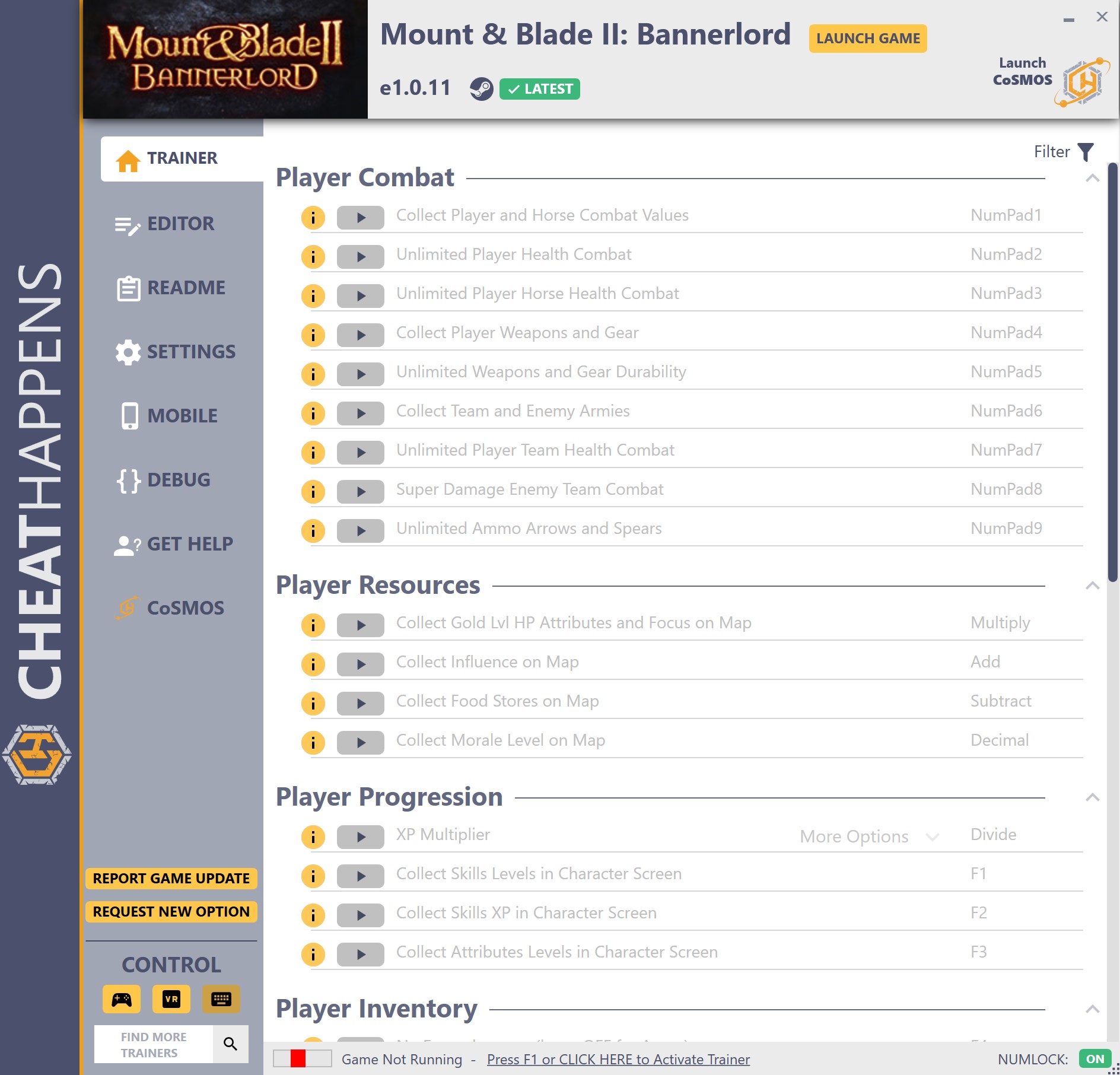 Mount & Blade II : Bannerlord ve1.0.11 Trainer