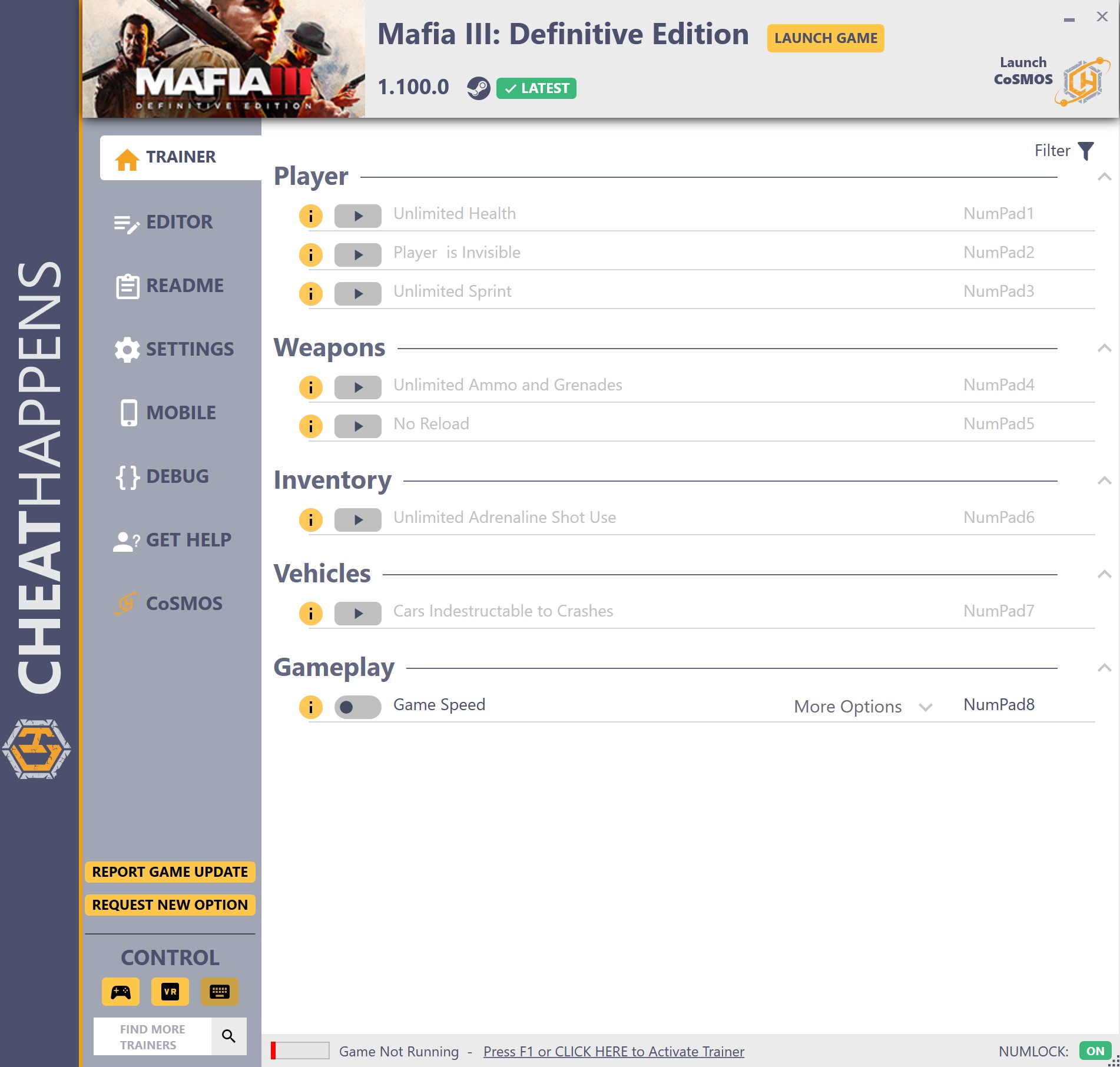Mafia III: Definitive Edition v1.100.0 Trainer