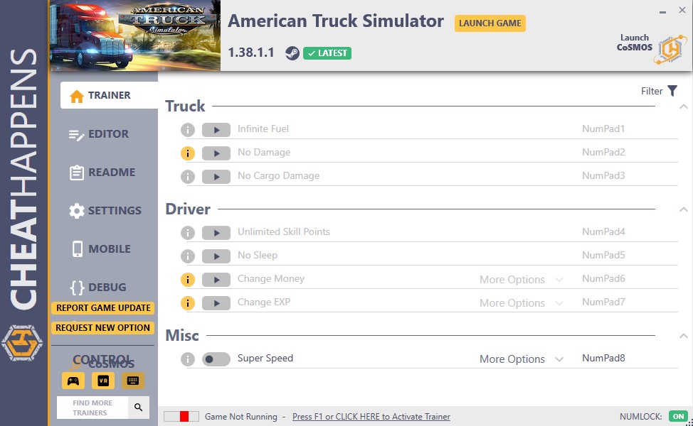 American Truck Simulator v1.376.1.1 Trainer