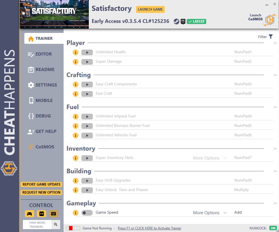 Satisfactory vCL#125236 Trainer