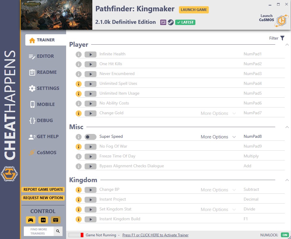 Pathfinder: Kingmaker v2.1.0k Trainer