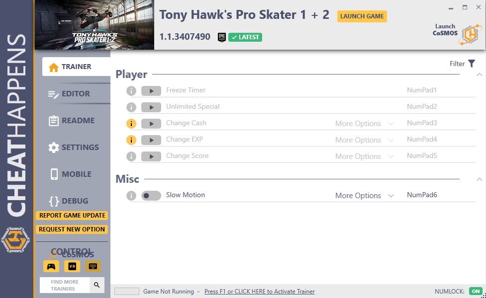 Tony Hawk's Pro Skater 1+2 Remastered  v1.1.3407490Trainer